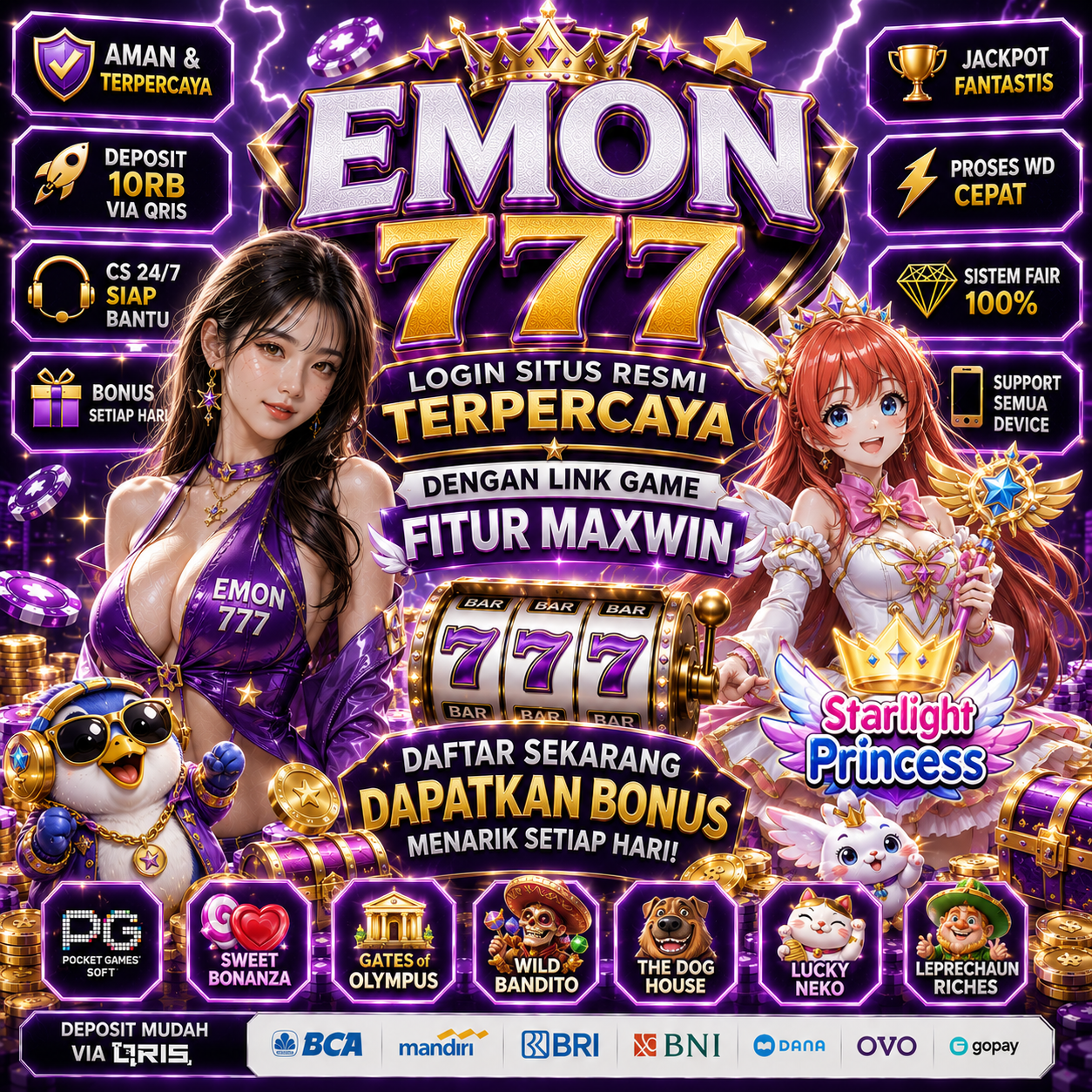 EMON777: Situs PG Slot Banjir Kasih Jackpot & Link Theory APK Gaming Terbaru